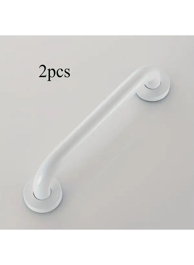 قطعتان من مساند الحمام البيضاء المصنوعة من الفولاذ المقاوم للصدأ، مقاومة للانزلاق ومتينة وآمنة لكبار السن وذوي الاحتياجات الخاصة - Image 1